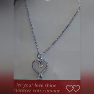 Elegant Silver Heart Necklace with Crystal Accents